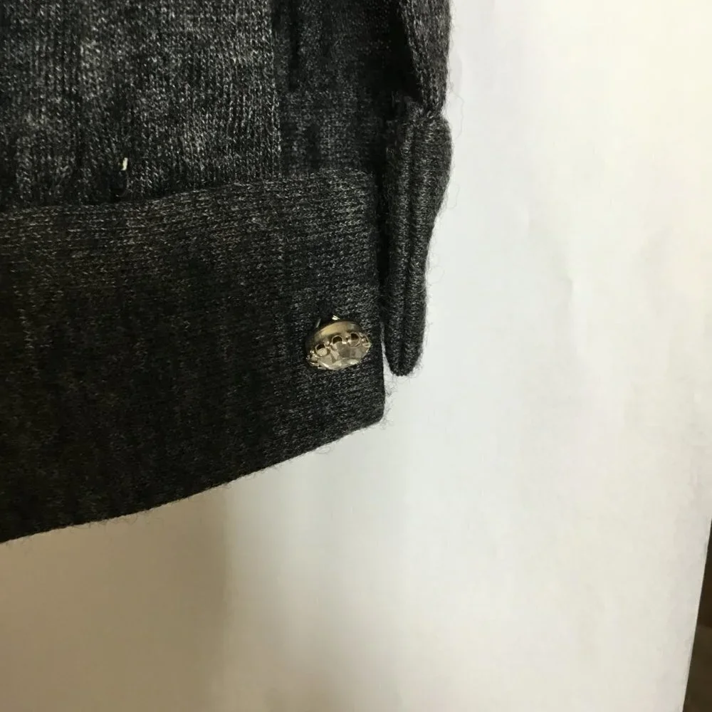 NR1 by Ned Gould Midi Dress Vintage Wool Gray with Rhinestone Accents in Size 10 - Picture 4 of 7